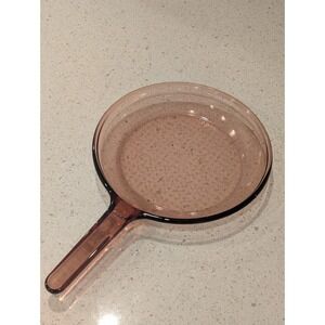 VTG Corning Vision Ware 11" Waffle Bottom Frying‎ Pan Skillet Amber Glass France